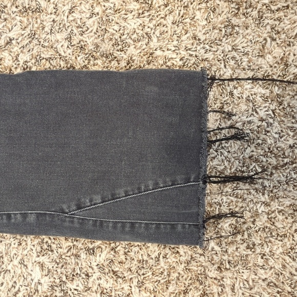 Express dark gray copped flare high rise raw hem jeans - Picture 5 of 12